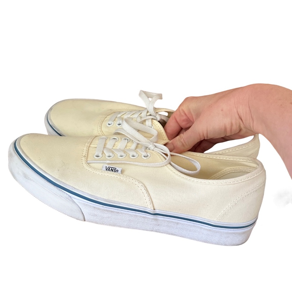 Vans Authentic White Classics Cream Blue Shoes 10